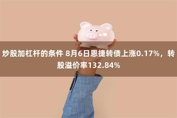 炒股加杠杆的条件 8月6日恩捷转债上涨0.17%，转股溢价率132.84%